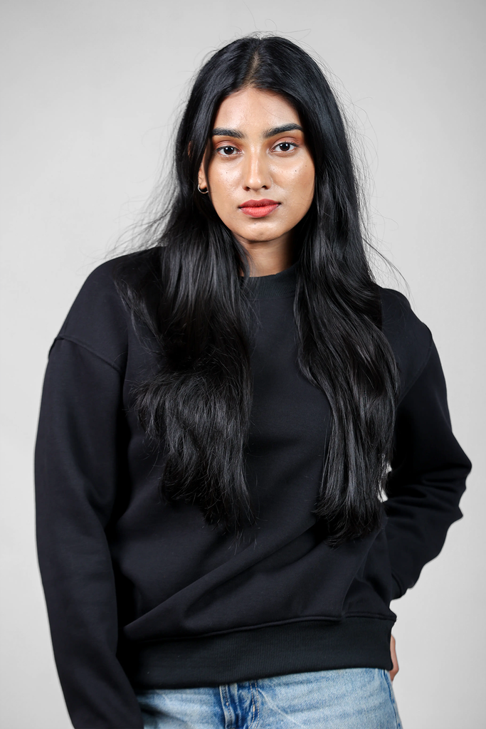 Black Sweatshirt for Women - Fleece Edition