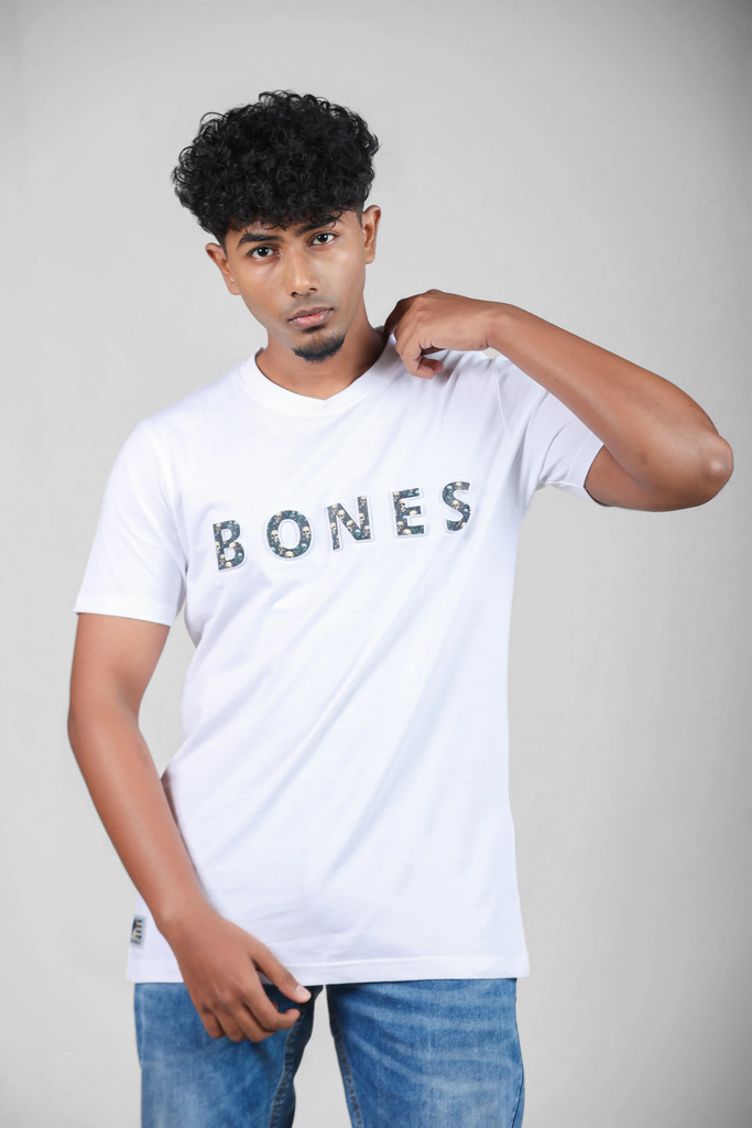 Ossuary Skulls Embossed Bones White T-Shirt for Men – Crew Neck Edition