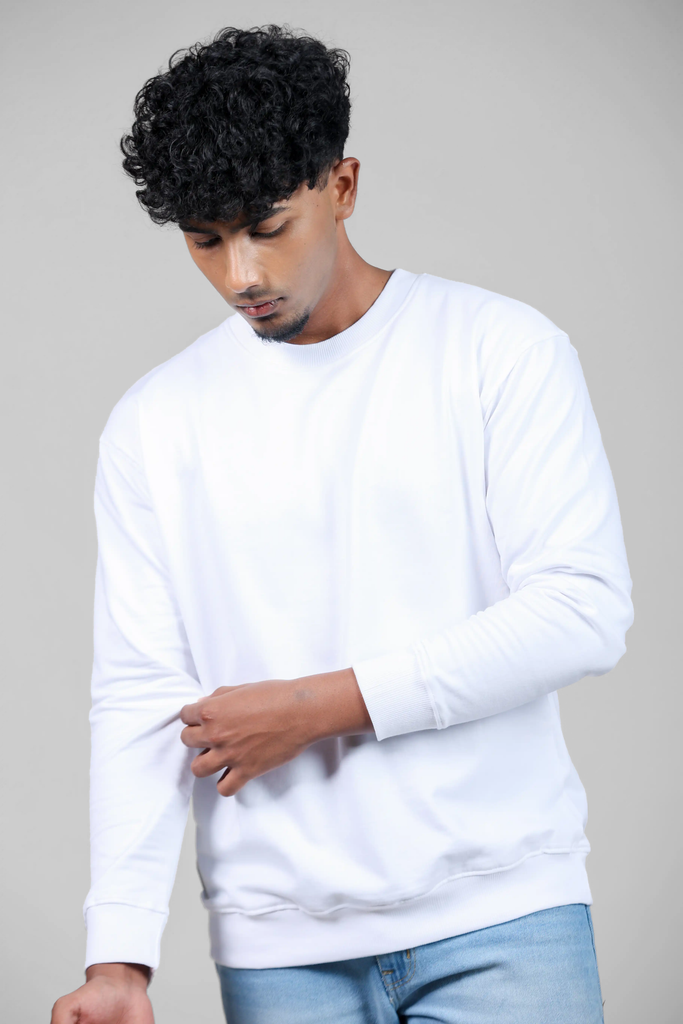White Sweatshirt for Men – Fleece Edition