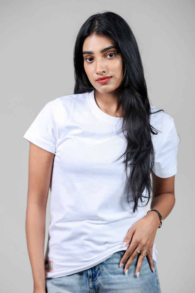 White T-Shirt for Women – Crew Neck Edition
