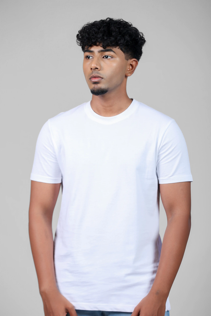 White T-Shirt for Men – Crew Neck Edition